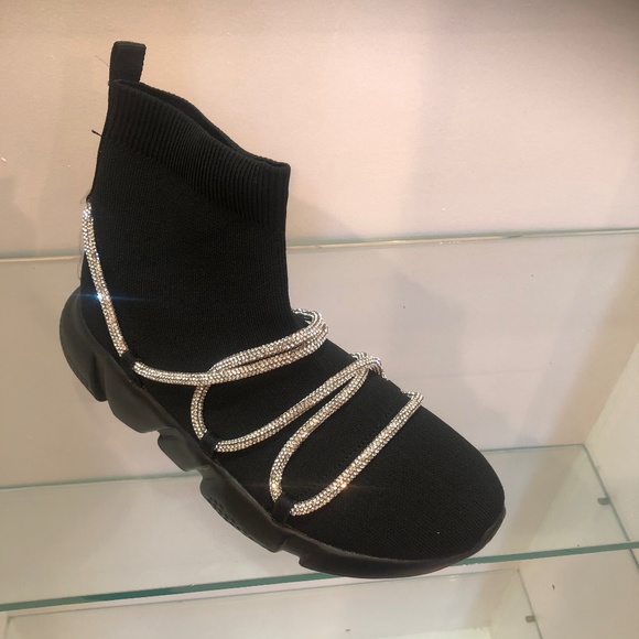 Debonair Unlimited Shoes Womens Rhinestone Sock Tennis Shoe Poshmark